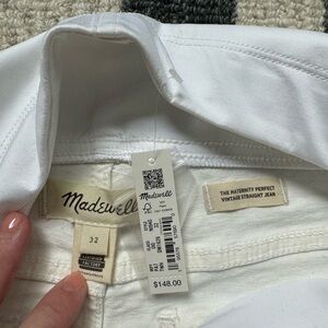 NWT: Madewell Straight Leg Maternity Jeans - White